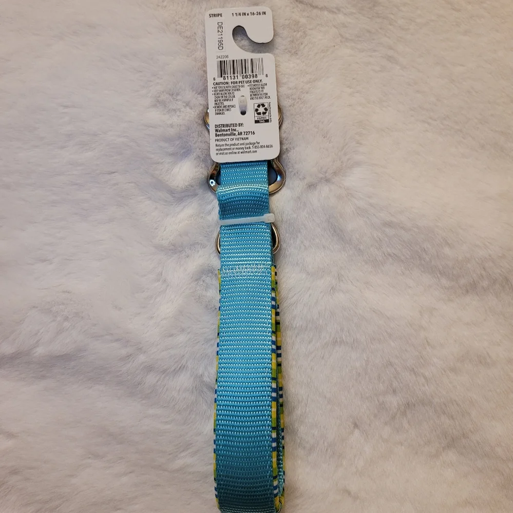 Vibrant Life Comfort Padded Dog Collar Teal Stripe New With Tag Size Large